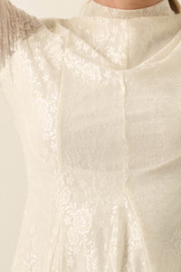 Spellbound Floral Lace Long-Sleeve Flare Mini Dress - ShopPromesa