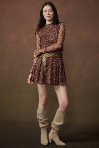 Magical Garden Floral Mesh Long-Sleeve Mini Dress - ShopPromesa