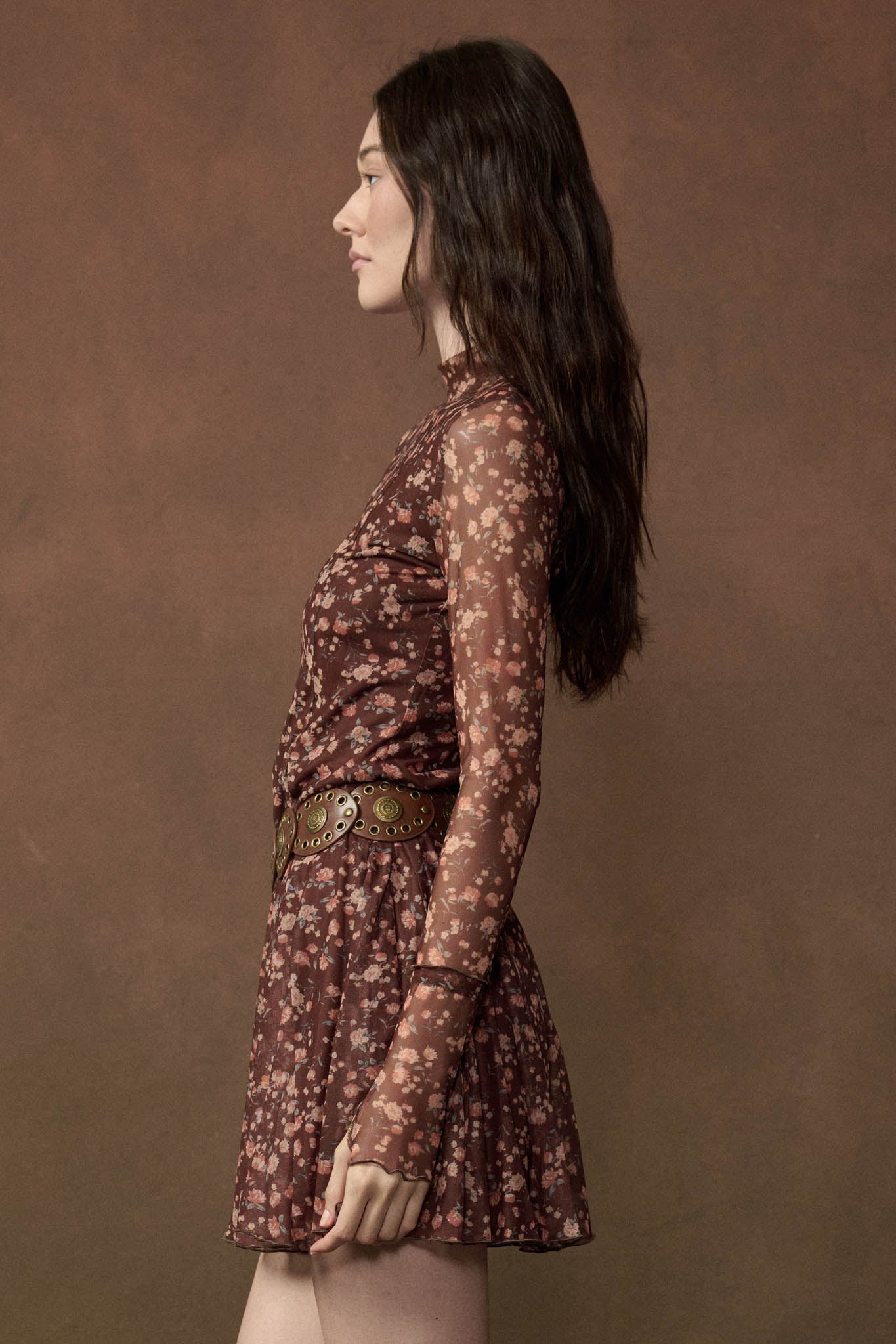 Magical Garden Floral Mesh Long-Sleeve Mini Dress - ShopPromesa