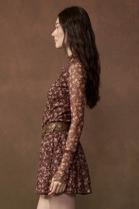 Magical Garden Floral Mesh Long-Sleeve Mini Dress - ShopPromesa