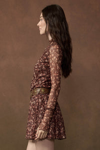 Magical Garden Floral Mesh Long-Sleeve Mini Dress - ShopPromesa
