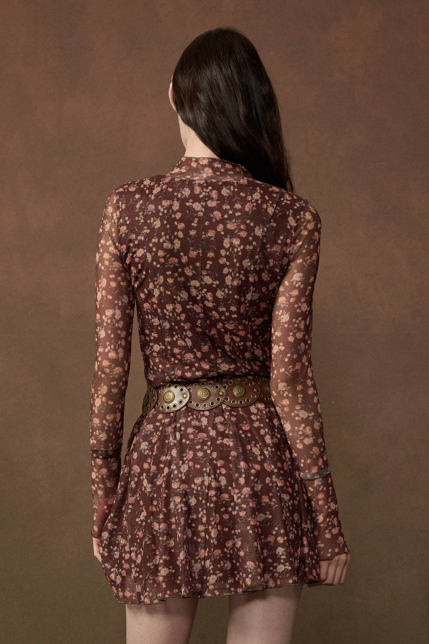 Magical Garden Floral Mesh Long-Sleeve Mini Dress - ShopPromesa