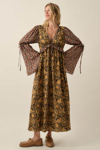 Wildflower Junction Floral Bell-Sleeve Maxi Dress - ShopPromesa