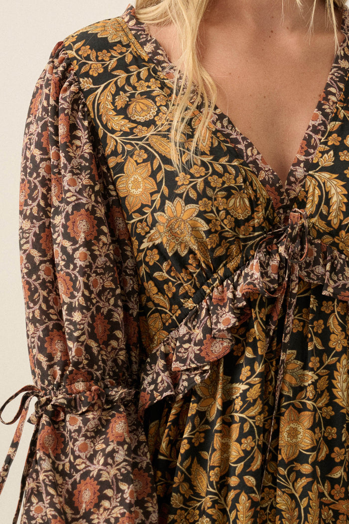 Wildflower Junction Floral Bell-Sleeve Maxi Dress - ShopPromesa