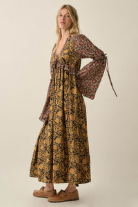Wildflower Junction Floral Bell-Sleeve Maxi Dress - ShopPromesa