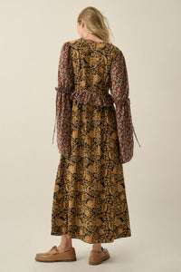 Wildflower Junction Floral Bell-Sleeve Maxi Dress - ShopPromesa