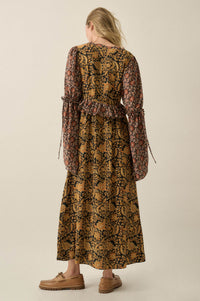 Wildflower Junction Floral Bell-Sleeve Maxi Dress - ShopPromesa