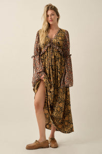 Wildflower Junction Floral Bell-Sleeve Maxi Dress - ShopPromesa