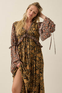 Wildflower Junction Floral Bell-Sleeve Maxi Dress - ShopPromesa
