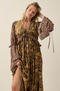 Wildflower Junction Floral Bell-Sleeve Maxi Dress - ShopPromesa