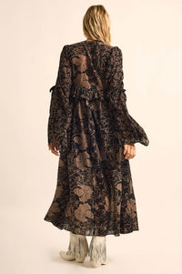 Boho Nouveau Floral Bell-Sleeve High-Waist Maxi Dress - ShopPromesa