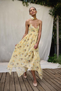 Fresh Roses Floral Swiss Dot Chiffon Maxi Dress - ShopPromesa