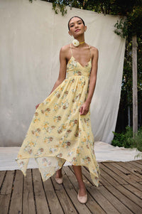 Fresh Roses Floral Swiss Dot Chiffon Maxi Dress - ShopPromesa