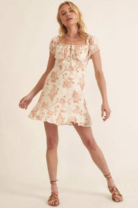 Flowers in the Wind Floral Mini Peasant Dress - ShopPromesa