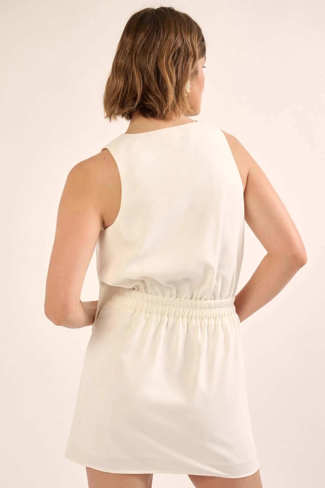 Vest Dressed Sleeveless Suit Mini Dress Off White / S Vest Dressed Sleeveless Suit Mini Dress Off White / S