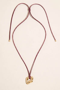Balboa Abstract Gold Pendant Cord Necklace - ShopPromesa