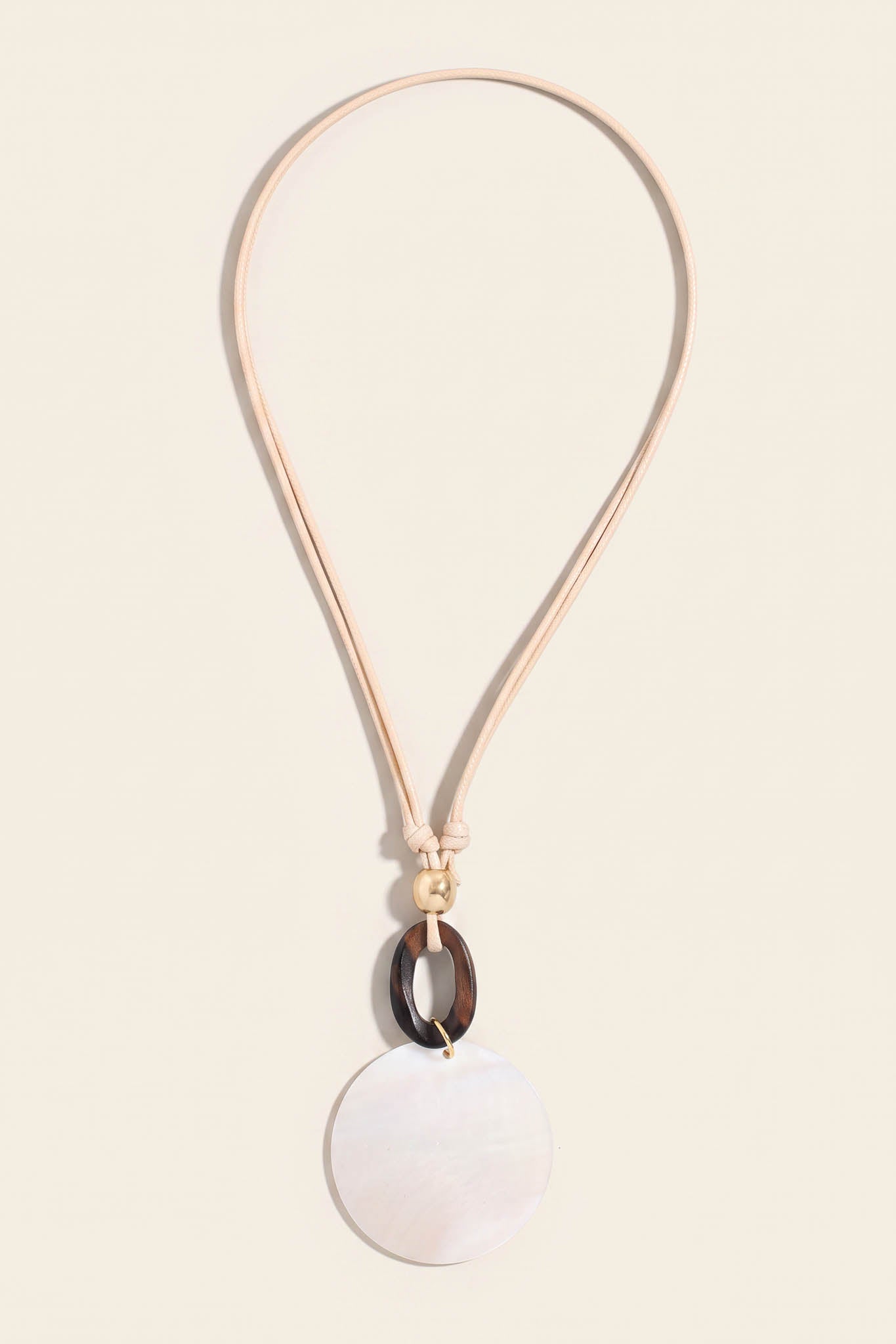 Malibu Shell Disc and Wood Hoop Cord Necklace - ShopPromesa