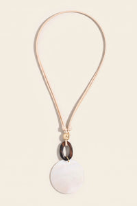 Malibu Shell Disc and Wood Hoop Cord Necklace - ShopPromesa