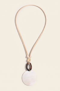 Malibu Shell Disc and Wood Hoop Cord Necklace - ShopPromesa