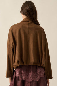 Keep it Smooth Vegan Suede Waterfall Lapel Jacket - ShopPromesa