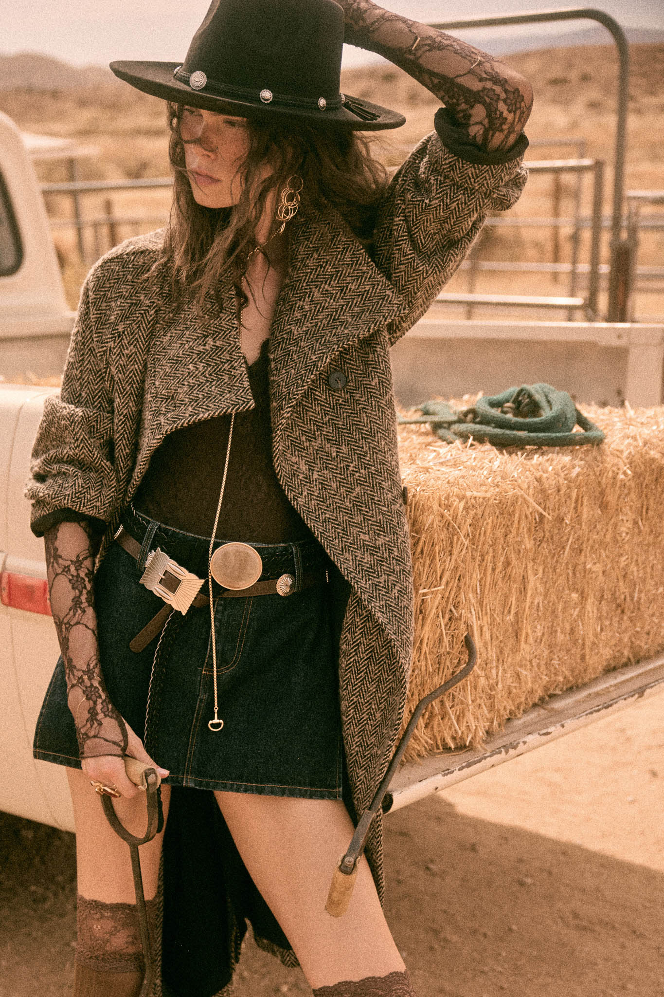 High Road Herringbone Tweed Belted Overcoat - ShopPromesa