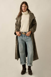 High Road Herringbone Tweed Belted Overcoat - ShopPromesa