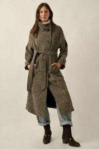 High Road Herringbone Tweed Belted Overcoat - ShopPromesa