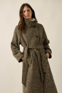High Road Herringbone Tweed Belted Overcoat - ShopPromesa