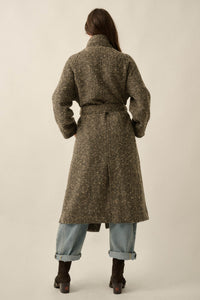 High Road Herringbone Tweed Belted Overcoat - ShopPromesa