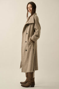 High Road Herringbone Tweed Belted Overcoat - ShopPromesa