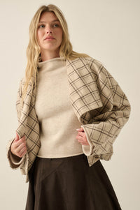 Check It Out Plaid Flannel Waterfall Lapel Jacket - ShopPromesa
