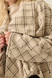 Check It Out Plaid Flannel Waterfall Lapel Jacket - ShopPromesa