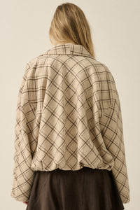 Check It Out Plaid Flannel Waterfall Lapel Jacket - ShopPromesa