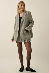 Corner Office Plaid Oversize 2-Button Blazer - ShopPromesa