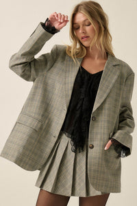 Corner Office Plaid Oversize 2-Button Blazer - ShopPromesa