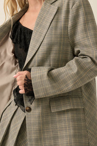 Corner Office Plaid Oversize 2-Button Blazer - ShopPromesa