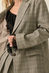 Corner Office Plaid Oversize 2-Button Blazer - ShopPromesa