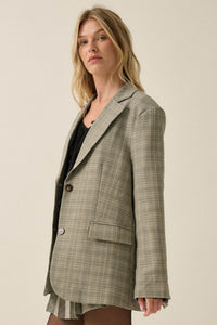 Corner Office Plaid Oversize 2-Button Blazer - ShopPromesa