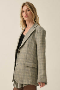 Corner Office Plaid Oversize 2-Button Blazer - ShopPromesa