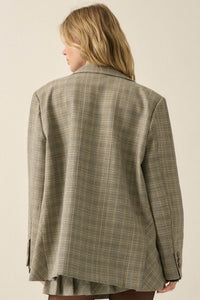 Corner Office Plaid Oversize 2-Button Blazer - ShopPromesa