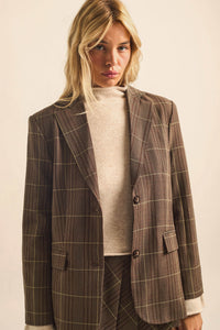 Corner Office Plaid Oversize 2-Button Blazer - ShopPromesa