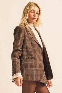 Corner Office Plaid Oversize 2-Button Blazer - ShopPromesa