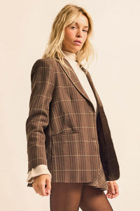 Corner Office Plaid Oversize 2-Button Blazer - ShopPromesa