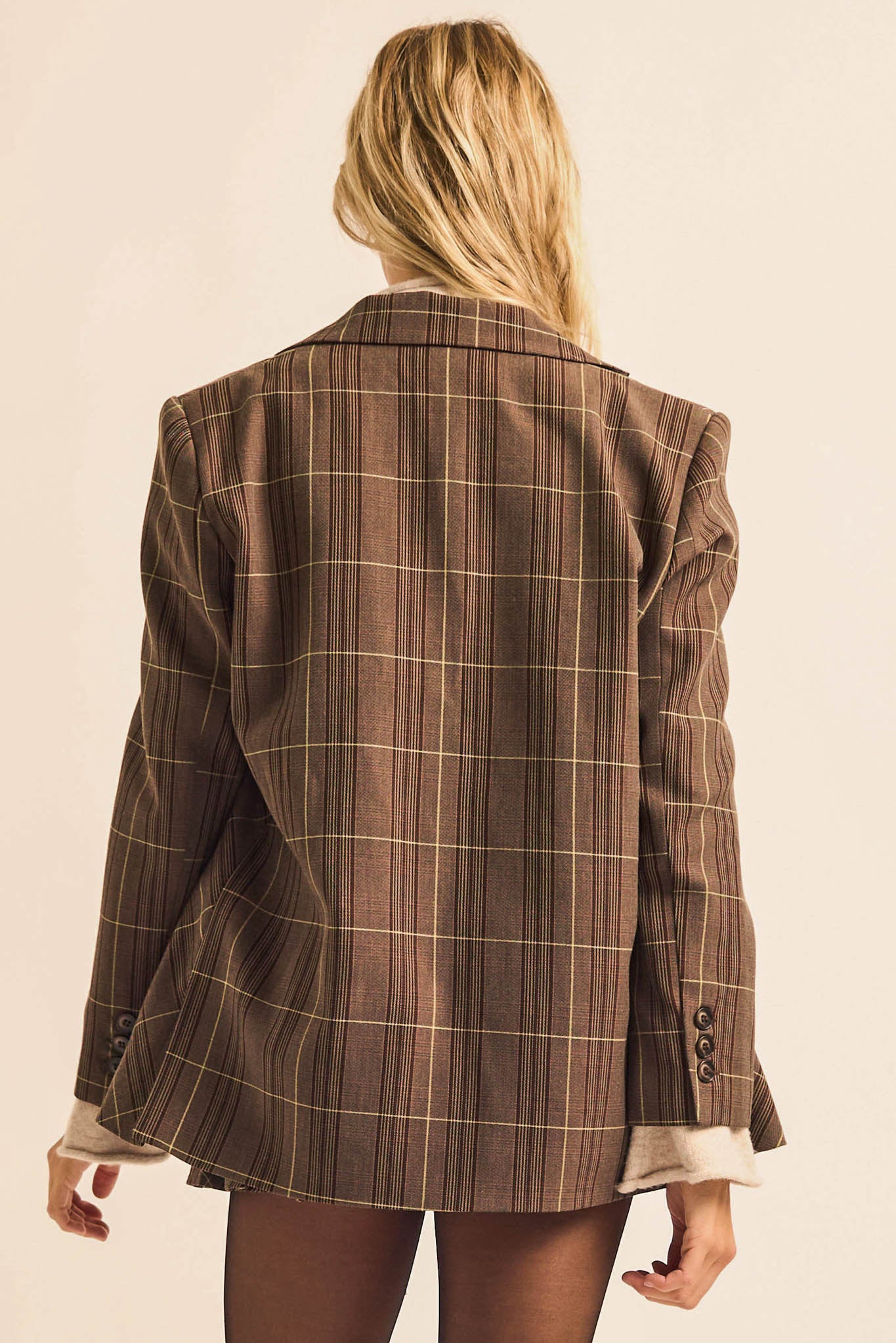 Corner Office Plaid Oversize 2-Button Blazer - ShopPromesa