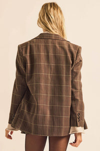 Corner Office Plaid Oversize 2-Button Blazer - ShopPromesa