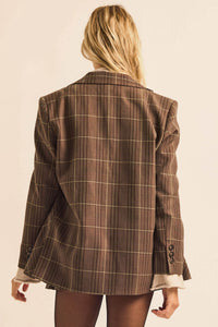 Corner Office Plaid Oversize 2-Button Blazer - ShopPromesa