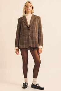 Corner Office Plaid Oversize 2-Button Blazer - ShopPromesa
