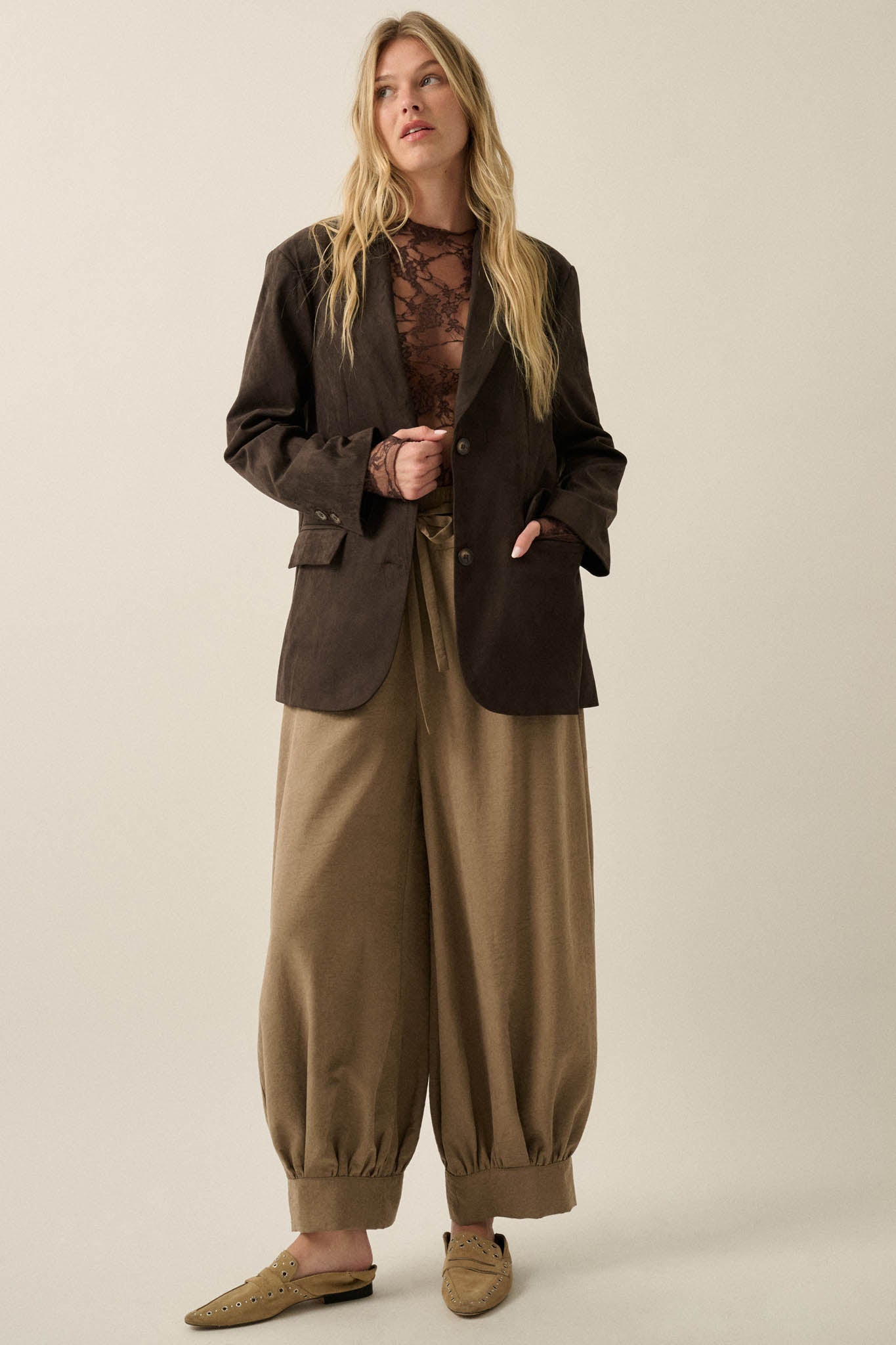 Smooth Operator Vegan Suede 2-Button Blazer - ShopPromesa