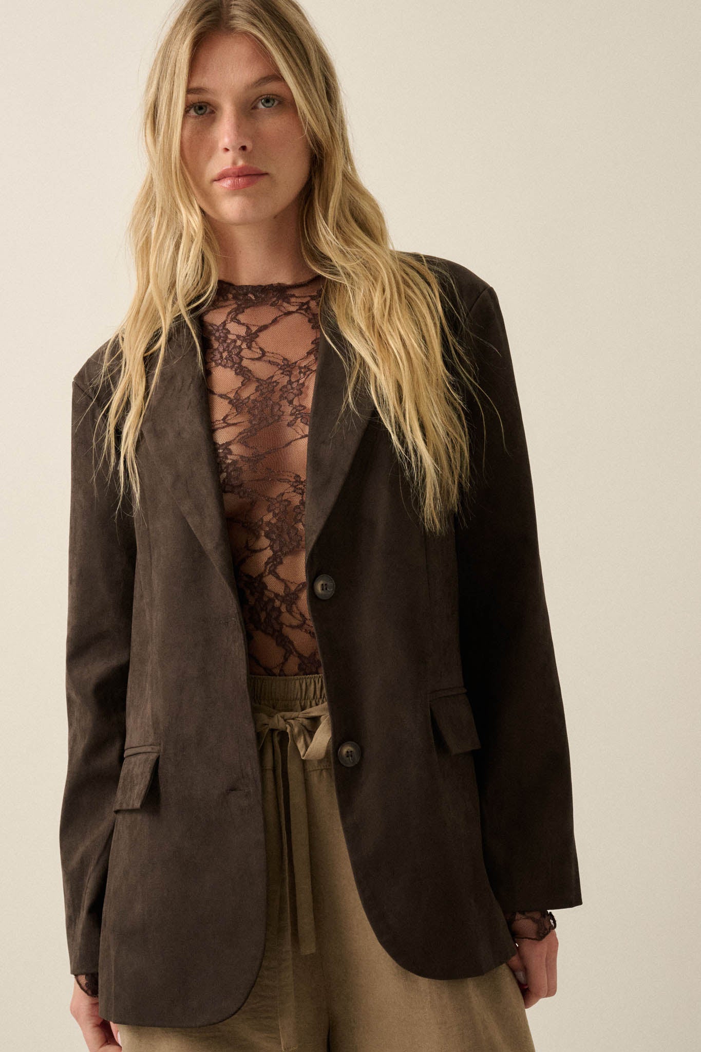 Smooth Operator Vegan Suede 2-Button Blazer - ShopPromesa