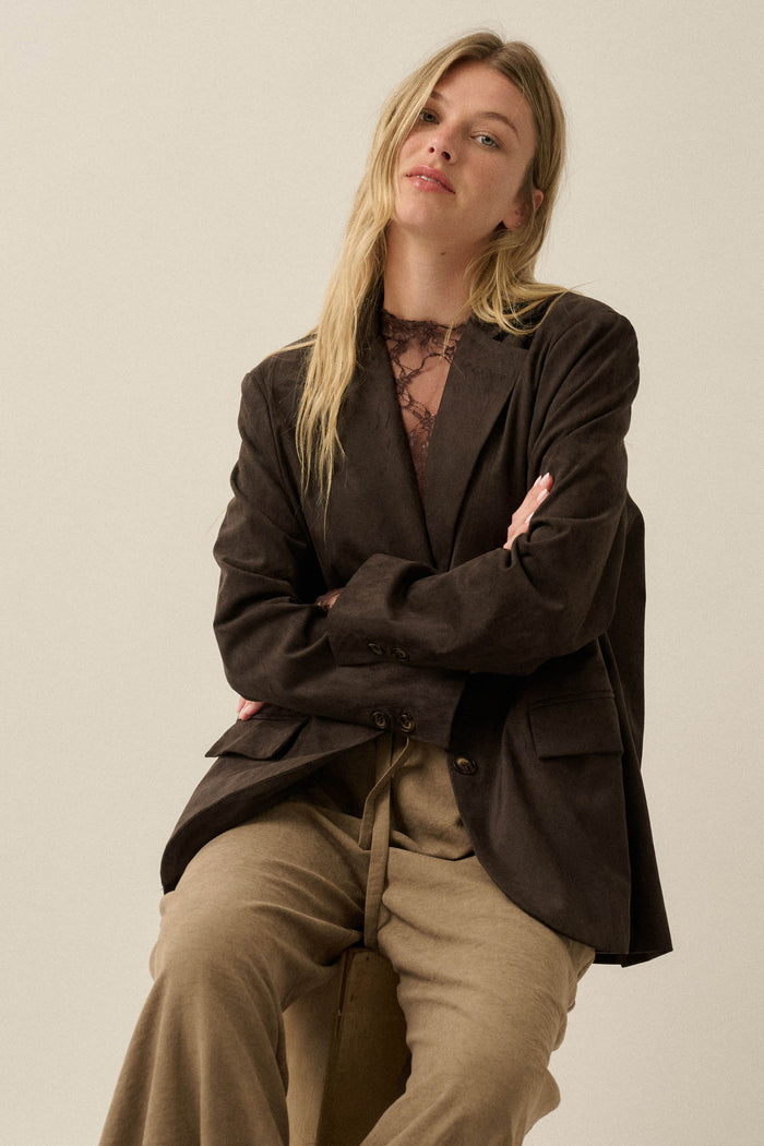 Smooth Operator Vegan Suede 2-Button Blazer - ShopPromesa